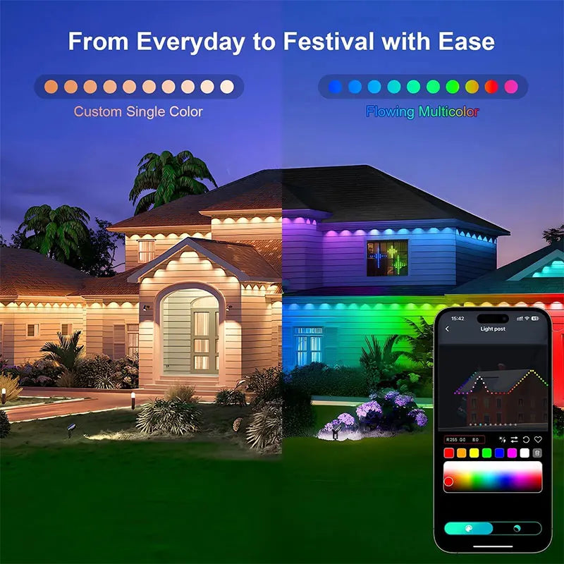 Smart Eaves RGBIC Light String 30M 60LEDs Outdoor Lighting Lights Music Timer IP67 Waterproof String Halloween Christmas Decor