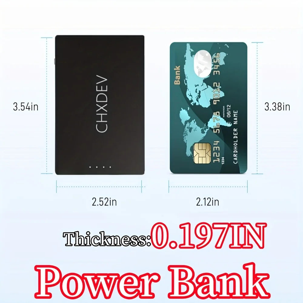 CHXDEV Mini Magnetic Power Bank Ultra-Thin 5000mAh Charger , Mini Power Banks For Card Holder Wallet, For IPhone XIAOMI Samsung