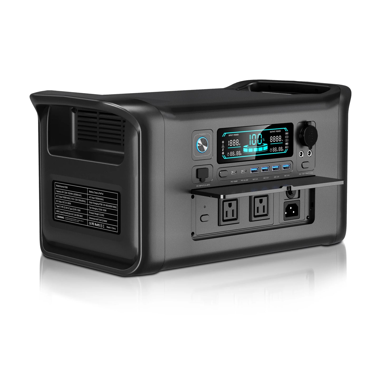 CTOLITY AP1000 1800W 1024WH Portable UPS Power Station LiFePO4 Battery AP400 500W 345WH Solar Generator Outdoor Power Supply