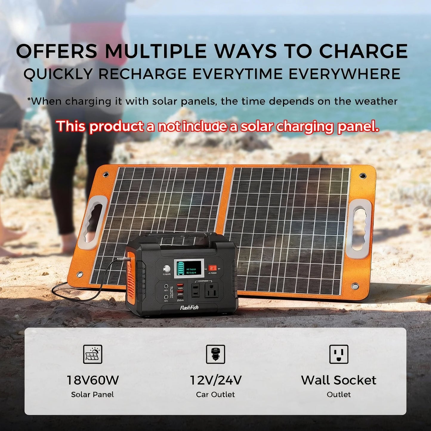 200W Portable Power Station 151Wh - Pure Sine Wave for Camping/Emergency/Home, AC/DC/USB QC3.0 Charging