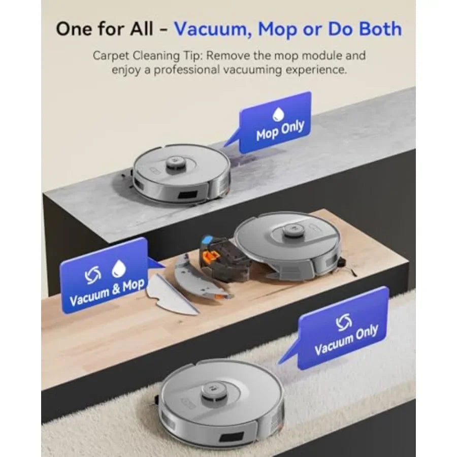 Robot Vacuum for Pet Hair and Carpets, 20000 Pa Suction with Mop Function, Gray R11, Lidar Navigation, 90-Day Self-Emptying, 5G