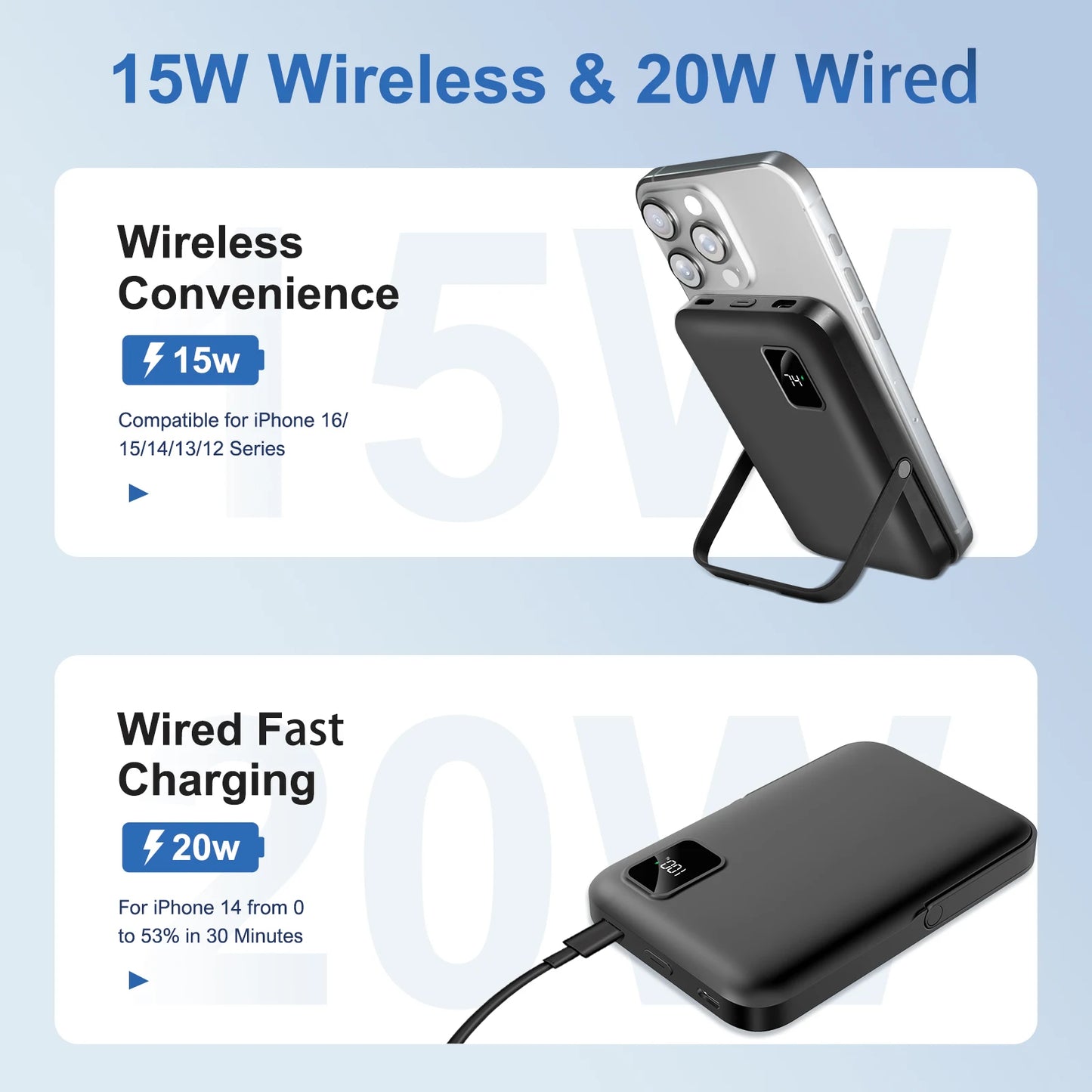 10000mAh Magnetic Wireless Power Bank Fast Charging Capacity Portable 15W LED Display Magsafe for IPhone 17 16 15 14 12 Pro Max