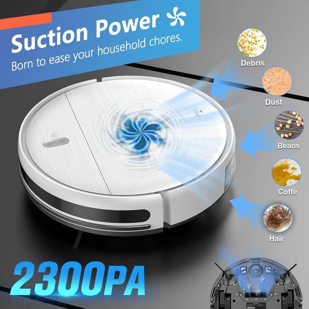 2-in-1 Robot Vacuum and Mop Combo, App/Alexa/Voice Control, Slim Self-Charging, Strong Suction & Long Runtime for Hard Floor Pet Hair Carpet