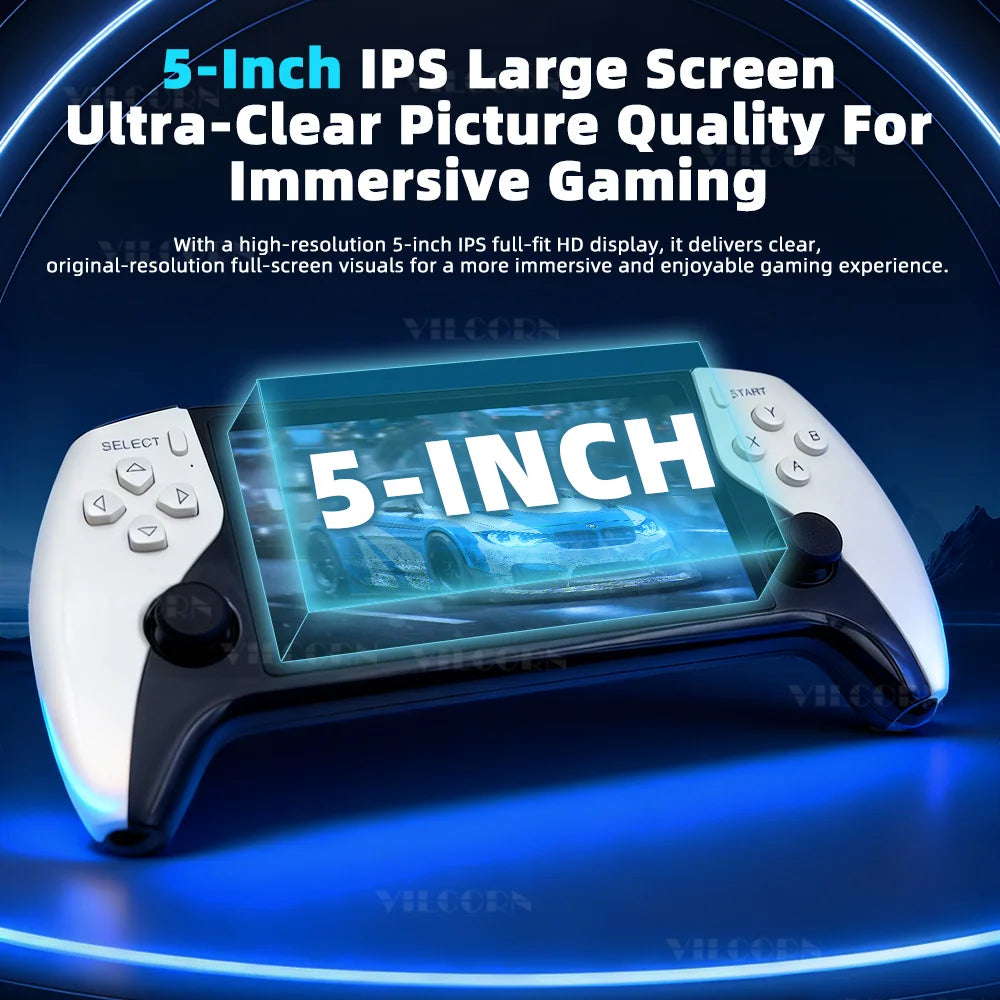 SF3500 Retro Game Console【5 Inch IPS HD】Handheld Game Players TV/Handheld/Desktop Modes Consolas with FHD Wireless Joystick