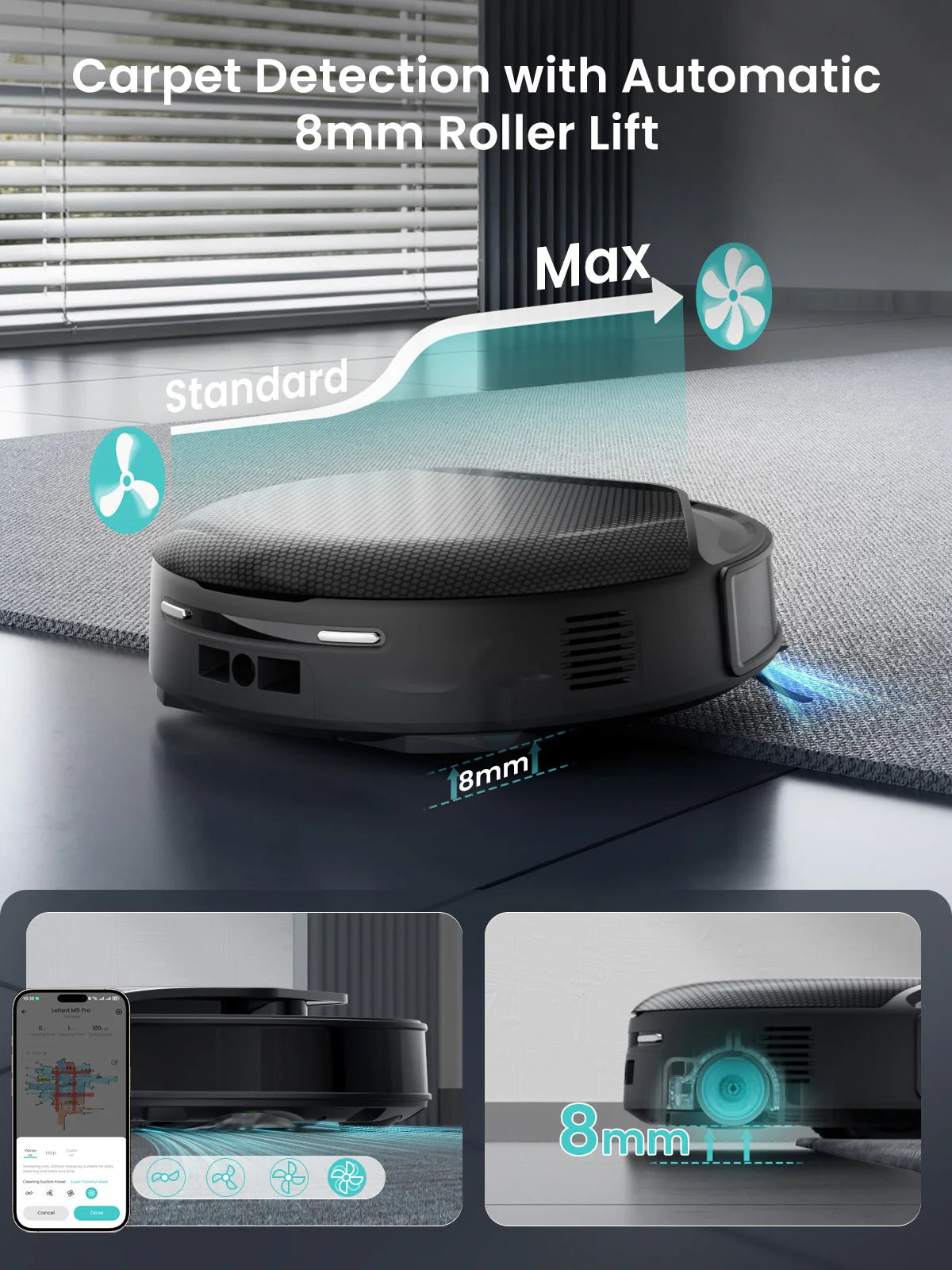 Lefant M5 Pro LiDAR Robot Vacuum and Mop, 18,000 Pa suction power, automatic dustbin emptying every 120 days, automatic mop wash