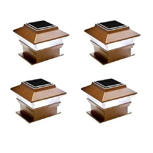 4 Pack Solar Powered Copper Outdoor Garden Deck Patio Fence Pathway Post Light for 4x4 Wood Posts