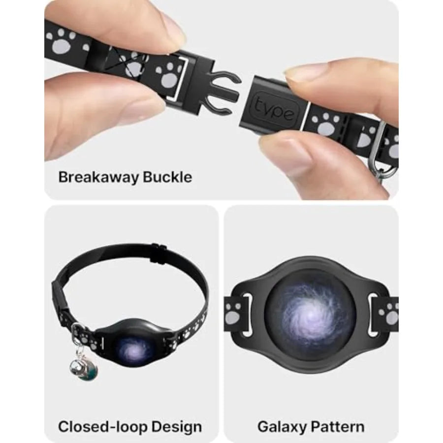 Cat Tracker Collar Waterproof Airtag Cat Collar with Finder Tag iOS ONLY Not for Android Devices,Compatible with Apple Find My,