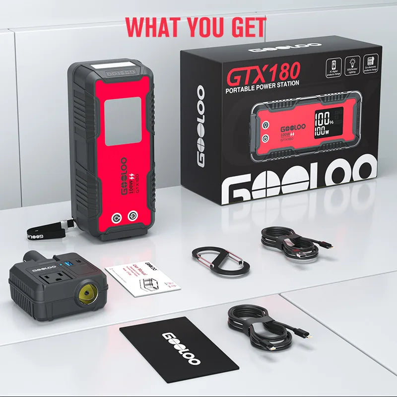 GOOLOO GTX180 180Wh Portable Power Station 50000mAh Power Bank Solar Generator,USB Mini Generator Portable LED Flashlight