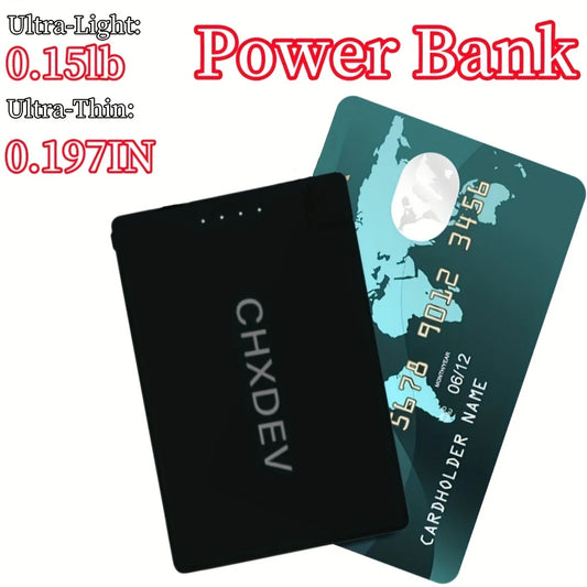CHXDEV Mini Magnetic Power Bank Ultra-Thin 5000mAh Charger , Mini Power Banks For Card Holder Wallet, For IPhone XIAOMI Samsung