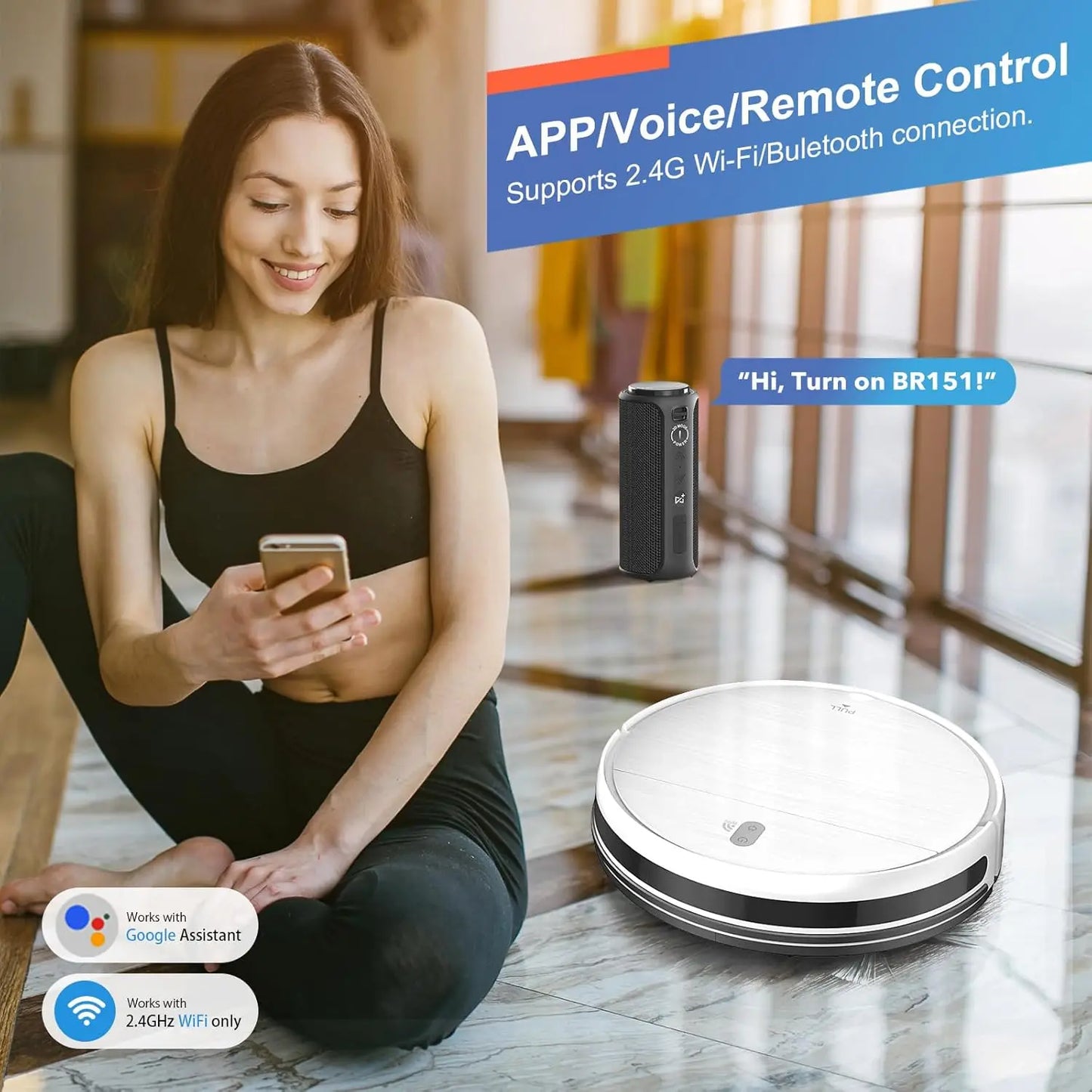 2-in-1 Robot Vacuum and Mop Combo, App/Alexa/Voice Control, Slim Self-Charging, Strong Suction & Long Runtime for Hard Floor Pet Hair Carpet