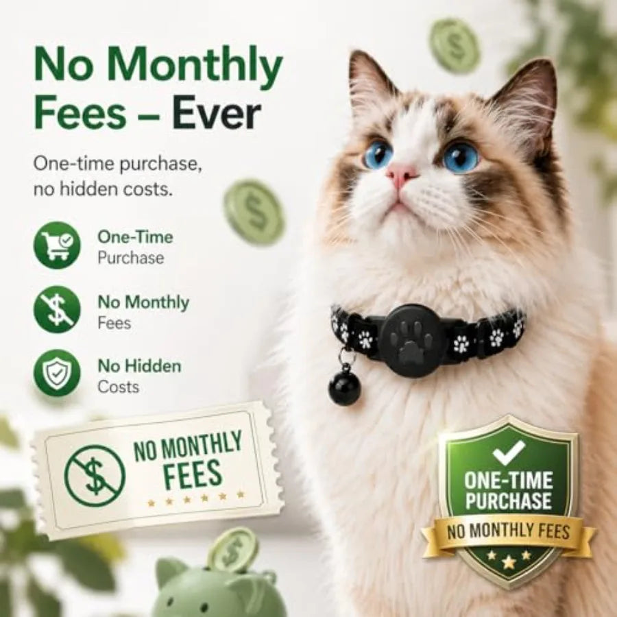 Pet Tracker, GPS Collar for Cats, Smart tag, Waterproof Compatible with Find My, No Monthly Fee, Advanced Tracking Solution Sma