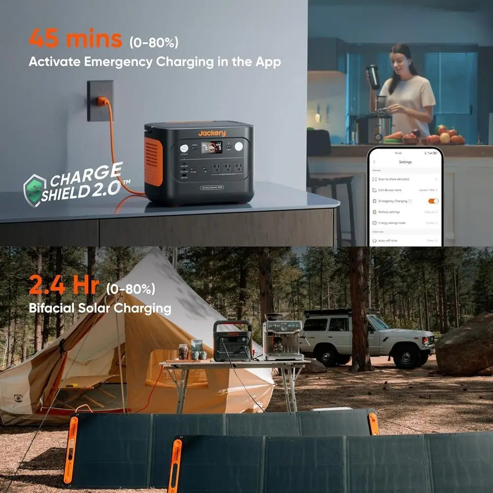 Portable 1000W Power Station, 1070Wh Battery, 1500W AC/100W USB-C, 1-Hour Fast Charge, Ideal for Outdoor, Camping, Emergency, an