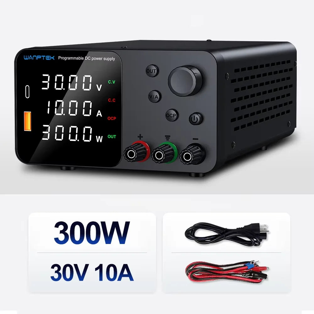 Wanptek Laboratory DC Power Supply 30V 10A 60V 5A 120V 3A with USB Fast Charging Adjustable Voltage Current Bench Power Supply