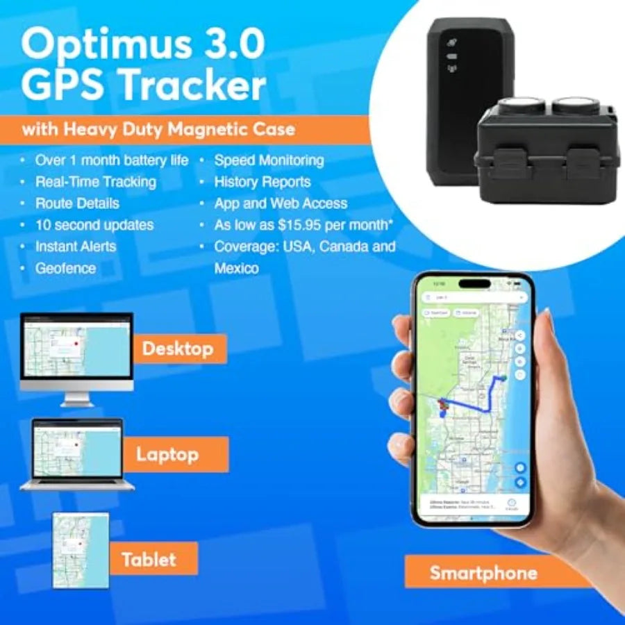 3.0 GPS Tracker - Over 1 Month Battery - with Heavy Duty Waterproof Case and Powerful Magnets for Vehicles and Assets