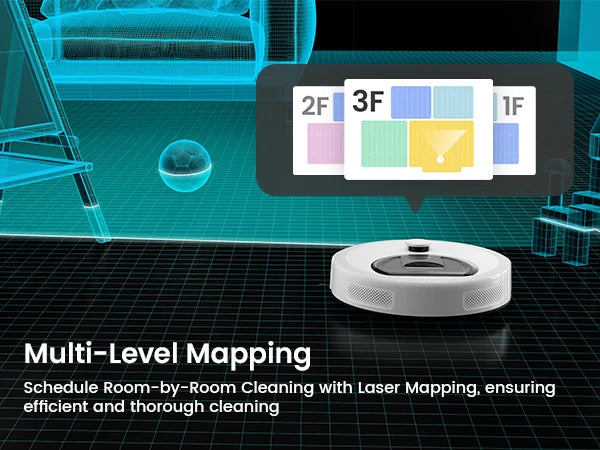 Lefant M330S Robot Vacuum and Mop, Upgraded LiDAR Navigation, 6000Pa Strong Suction , Self-Charge, WiFi/Alexa/APP, Multi-Surface