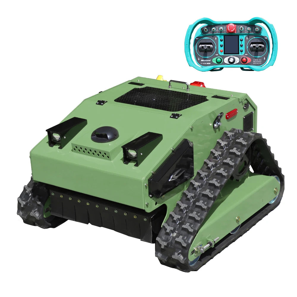 Remote Control Lawn Mower 600mm Cutting Width 55° Climbing Tracked Grass Cutter 24V Electric Remote Lawn Mower For Garden Hillside Weeding