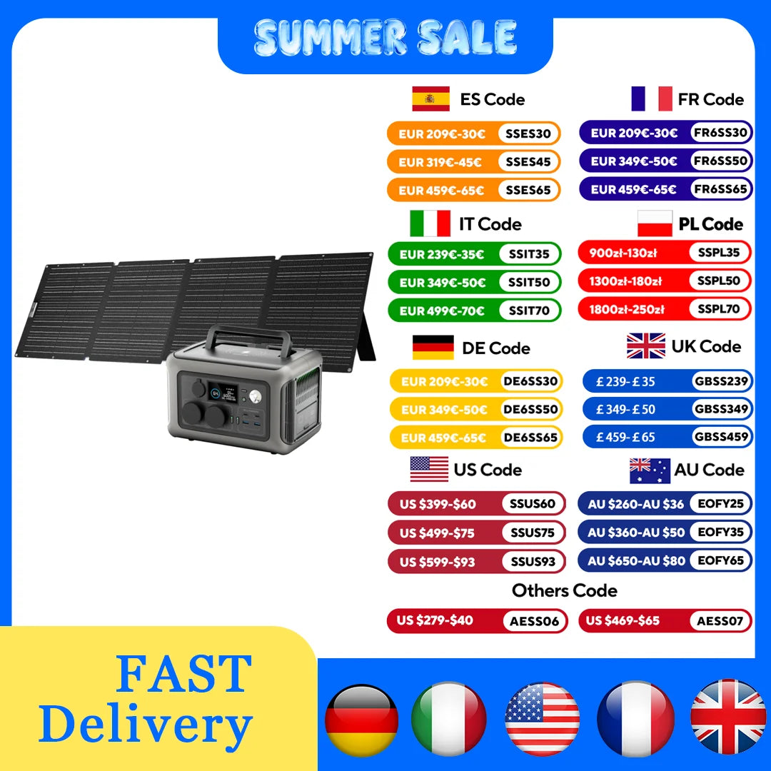 ALLPOWERS R600 299Wh 600W LiFePO4 Portable Power station with 100W / 140W / 200W Solar panel (Optional)  for Home use Camping RV