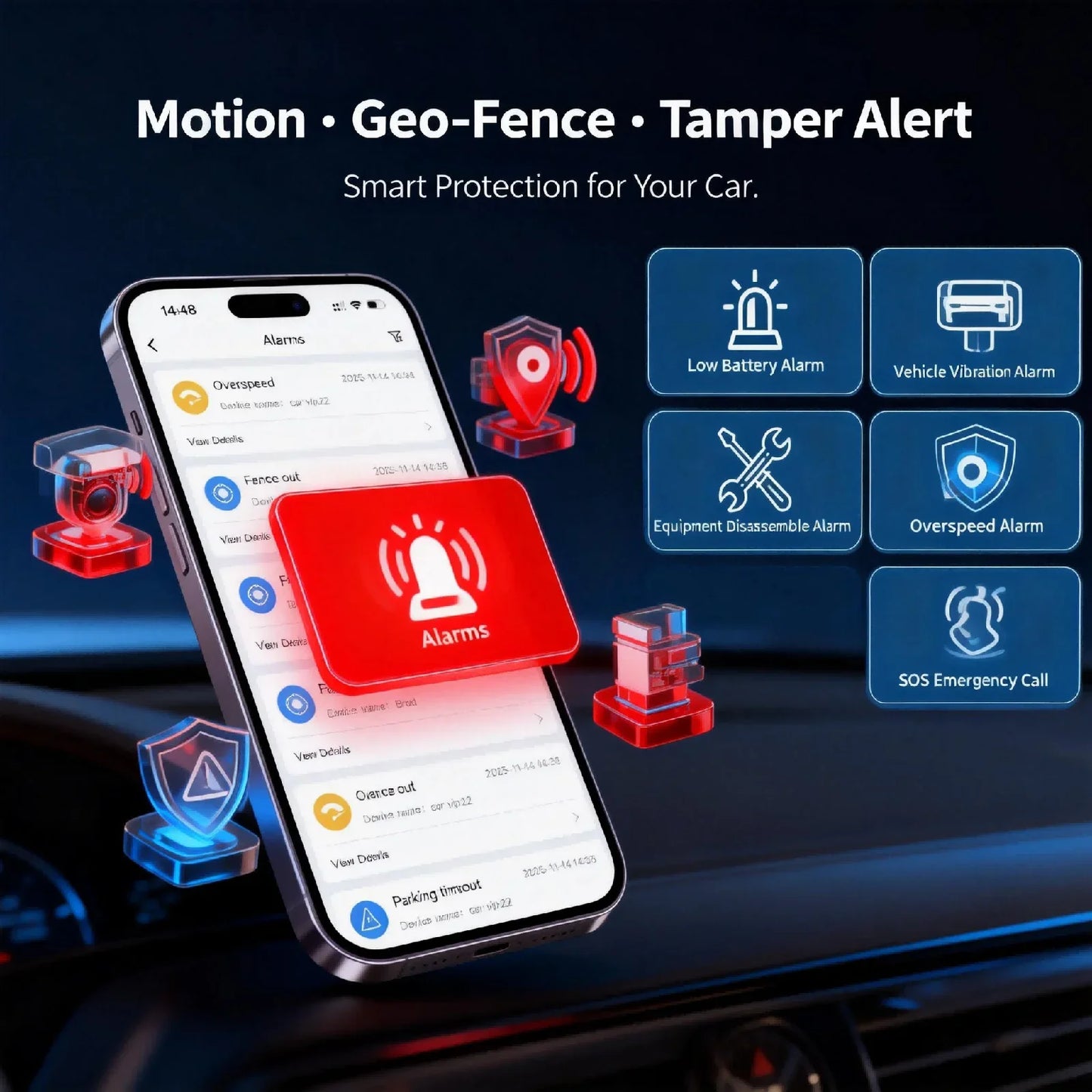Portable 4G Car GPS Tracker Anti-Theft, Pickup Trucks Live Tracking, Motion & Tamper Alert, 30+ Days Standby with SIM - Paid APP