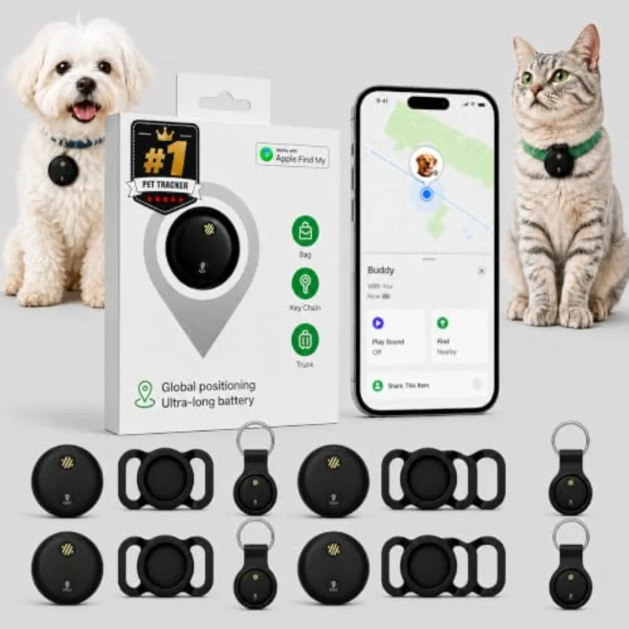 GPS Tracker for Dogs, No Monthly Fee Pet Location Tracker for Dogs and Cats, Real-Time Map, Safe Zone Alerts, Sound Ring, IP68