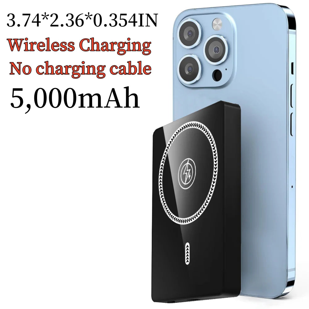 CHXDEV Mini Magnetic Power Bank Ultra-Thin 8000mAh Charger , Mini Power Banks For Card Holder Wallet, For IPhone XIAOMI Samsung