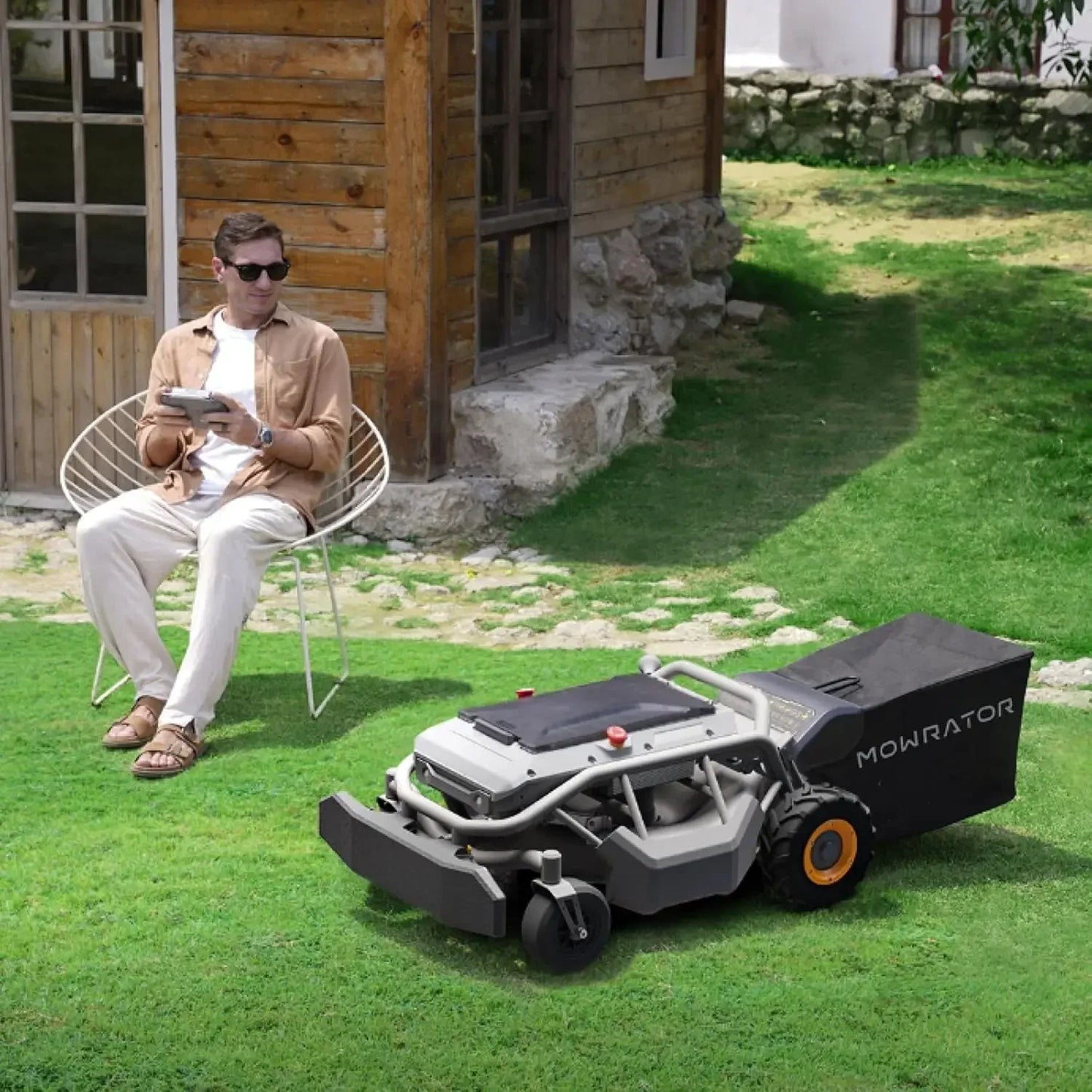 Remote Control Lawn Mower S1 2WD 56V12Ah, Multi-Functions RC Lawn Mower with 1.8-4.6 Inch Cutting Height 21 Inch Real
