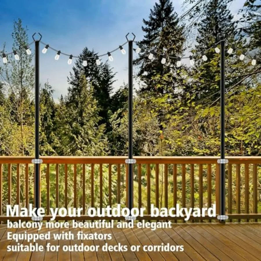 Feet 4, Light Poles for Outside Lights, Outdoor with Fence Brackets Hanging Lights, Metal Stand Deck Patio Backyard