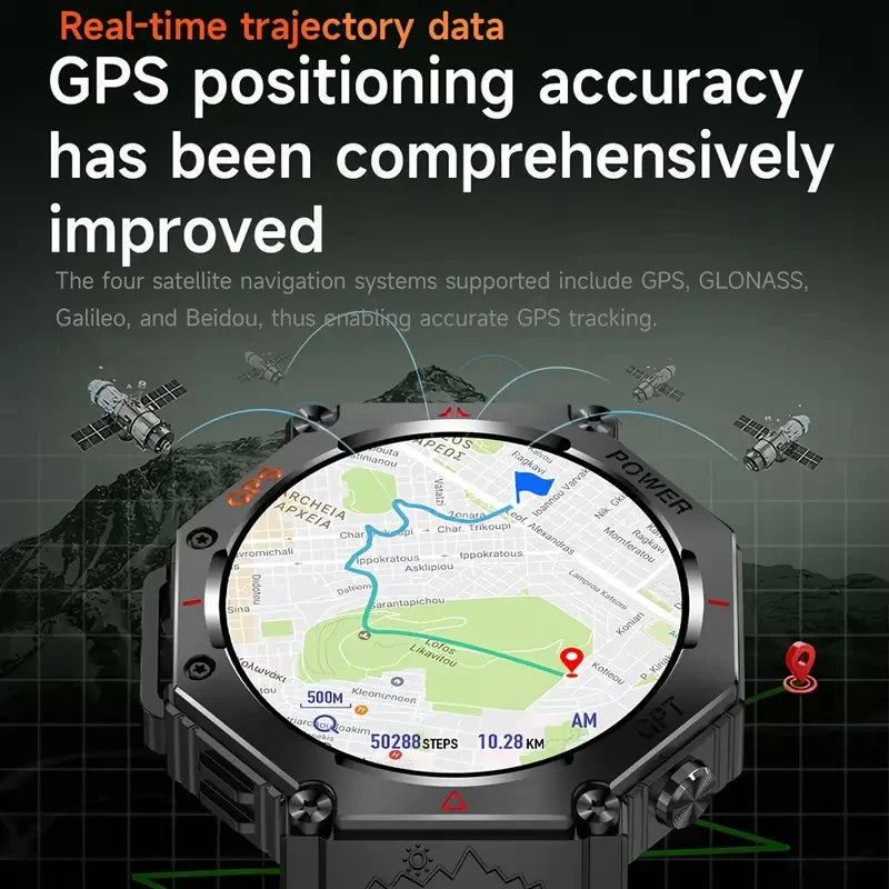 SENBONO GPS Smart Watch Men Built-in GPS Bluetooth Call AI GPT Fitness Tracker Waterproof Military Sports Smartwatch for Men