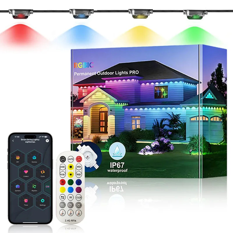 Smart Eaves RGBIC Light String 30M 60LEDs Outdoor Lighting Lights Music Timer IP67 Waterproof String Halloween Christmas Decor
