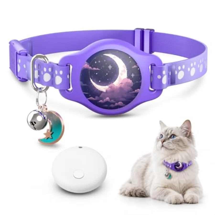 Cat Tracker Collar Waterproof Airtag Cat Collar with Finder Tag iOS ONLY Not for Android Devices,Compatible with Apple Find My,