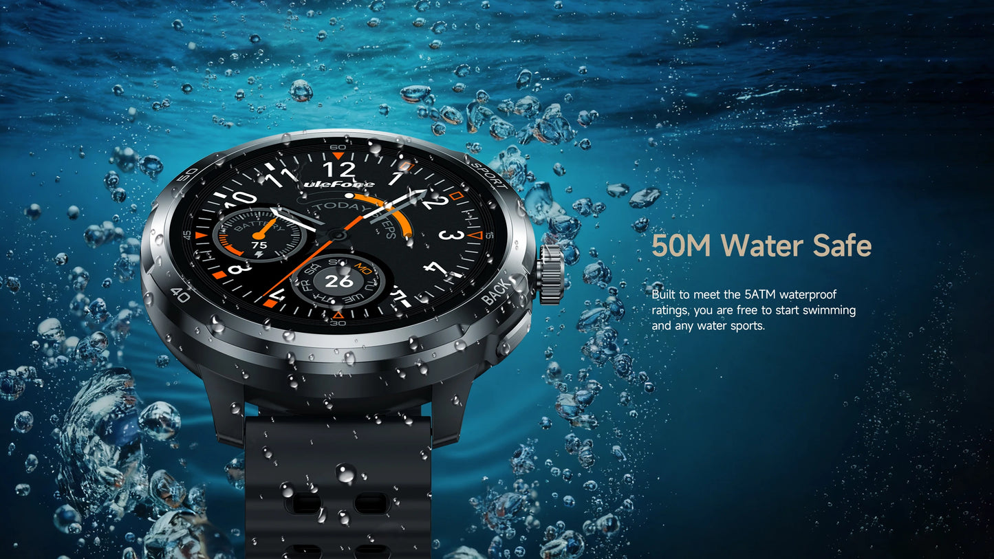 Ulefone Armor Watch Pro 1.5" AMOLED Smartwatch with Built-in GPS, Heart Rate Monitoring, Sports Watch for Men & Women