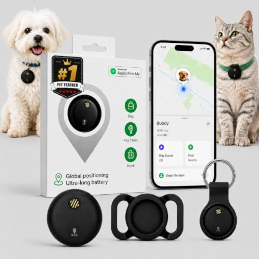 GPS Tracker for Dogs, No Monthly Fee Pet Location Tracker for Dogs and Cats, Real-Time Map, Safe Zone Alerts, Sound Ring, IP68