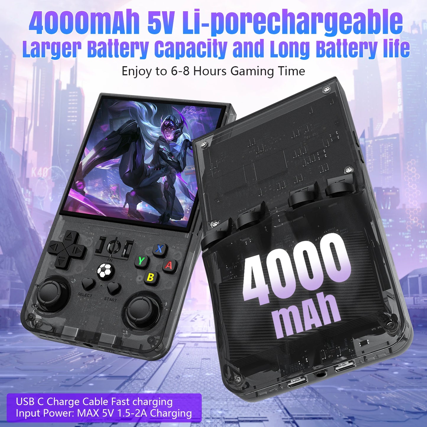 Ship From US R36MAX Handheld Game Console 4‘’HD Screen 64/128G Retro Game Console Portable Pocket Game Player