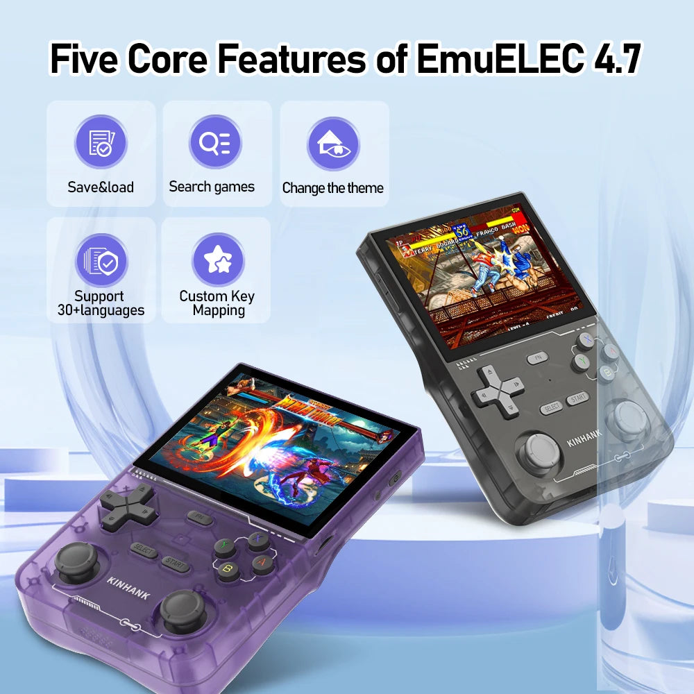 KINHANK Open Source K36 Handheld Game Console 9000 Games Emulator for PS1/PSP/DC/N64/SS 500nit 3.5 Inch IPS Screen
