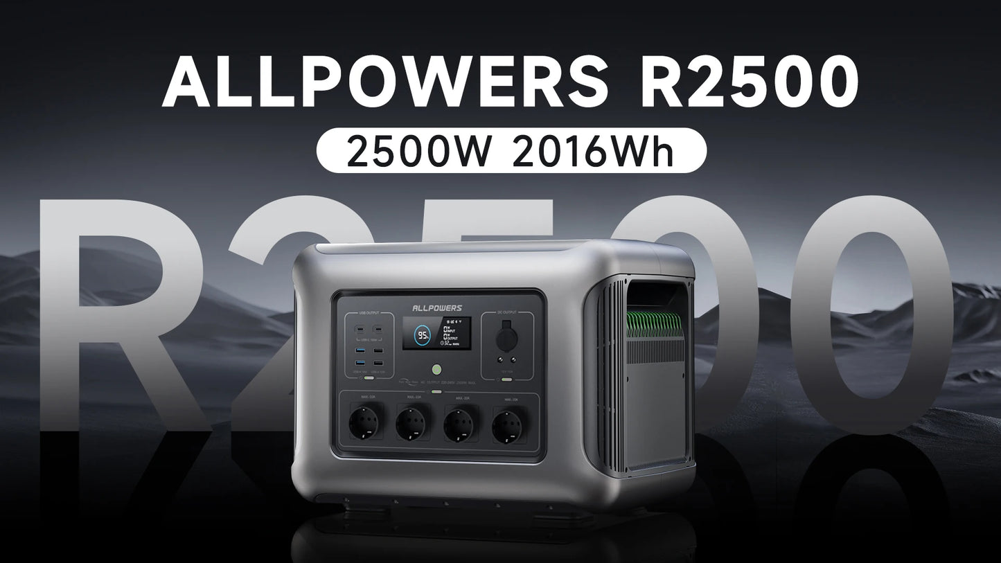ALLPOWERS R2500 Portable Power Station 2500W 2016Wh LiFePO4 Battery Solar Generator for Outdoor Camping Home Backup Use RV