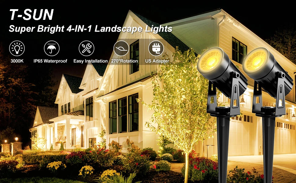 US Plug COB Super Bright Warm White Spotlight Led Garden Light Lawn Lamp Low Voltage Landscape Lighting IP65 Waterproof