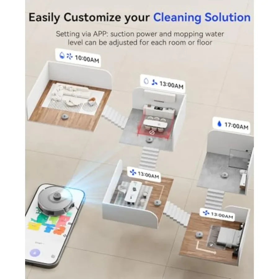 Robot Vacuum for Pet Hair and Carpets, 20000 Pa Suction with Mop Function, Gray R11, Lidar Navigation, 90-Day Self-Emptying, 5G