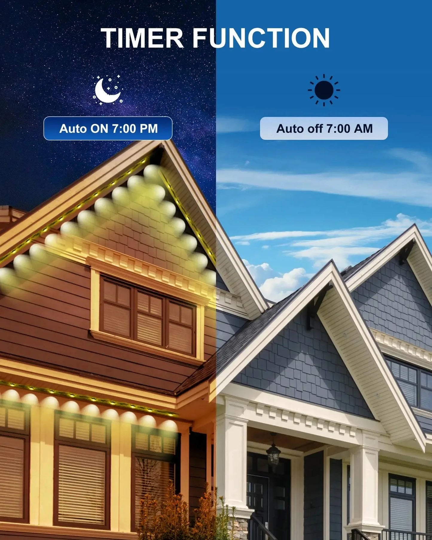 150FT 90 LED APP Control Permanent Outdoor Eaves Lights Smart RGBIC DIY LED String Lights Full House Christmas Lighting Decor