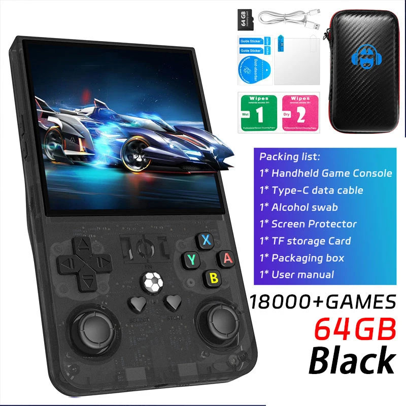 Ship From US R36MAX Handheld Game Console 4‘’HD Screen 64/128G Retro Game Console Portable Pocket Game Player