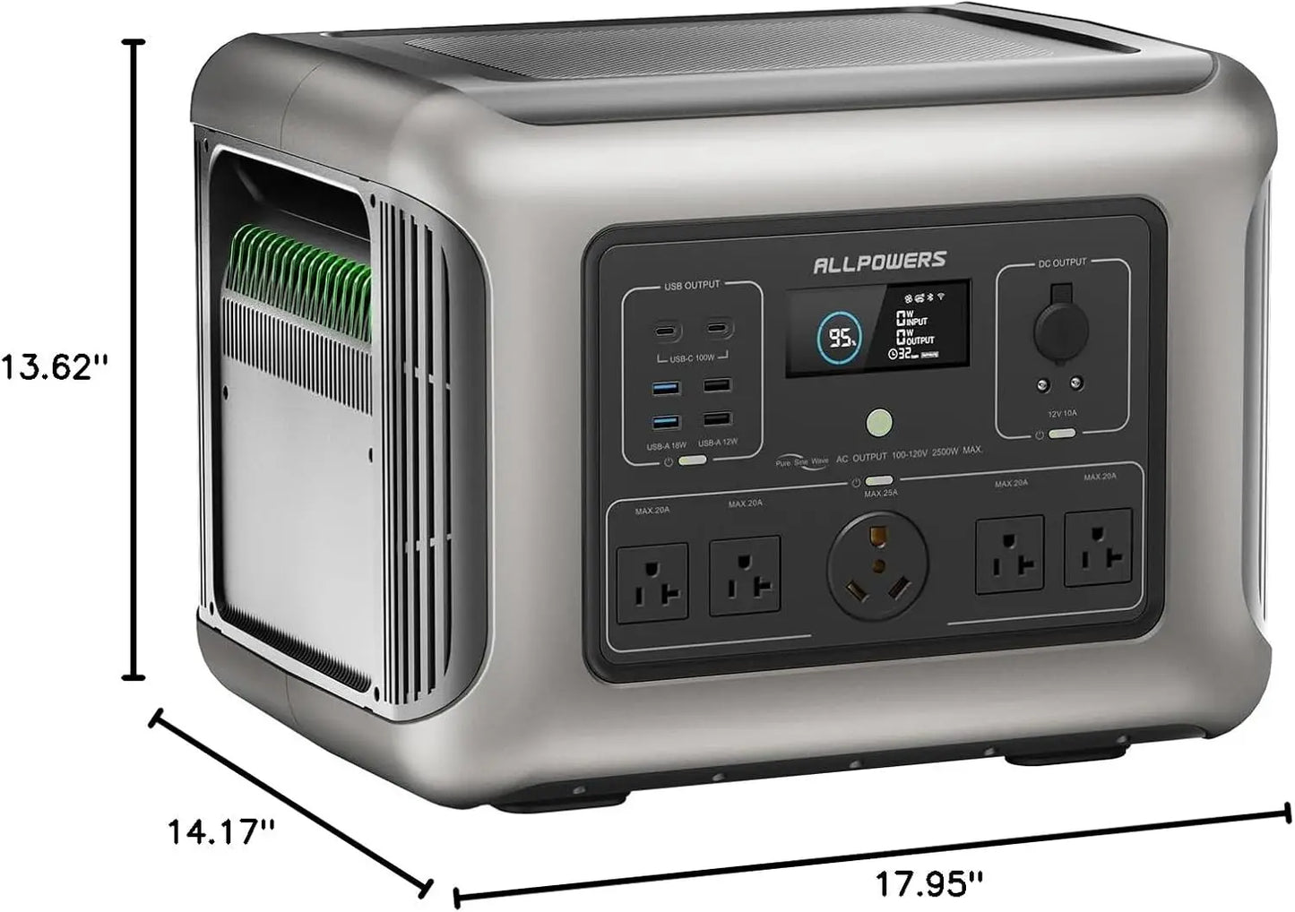 ALLPOWERS R2500 Portable Power Station 2500W 2016Wh LiFePO4 Battery Solar Generator for Outdoor Camping Home Backup Use RV