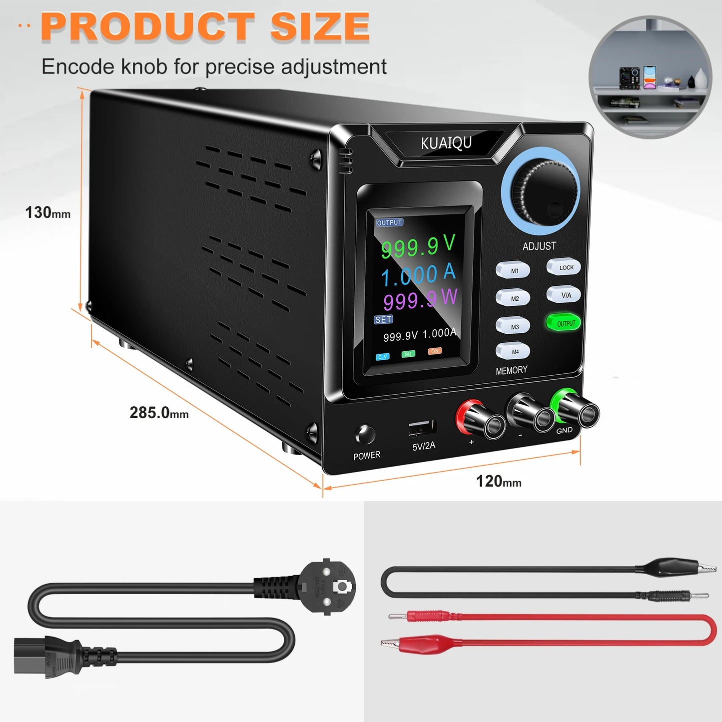KUAIQU RS232/USB Programmable DC Power Supply Adjustable 1000V 400V 800V 600V1A 30V 10A 5A Memory Storage, Output, Software PC