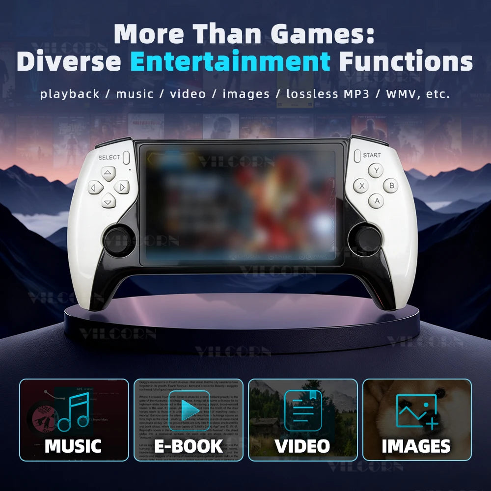 SF3500 Retro Game Console【5 Inch IPS HD】Handheld Game Players TV/Handheld/Desktop Modes Consolas with FHD Wireless Joystick