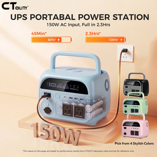 CTOLITY AP400 Portable Power Station 500W 345wh Camping Solar Generator 108000mAh LiFePo4 Battery Backup Generator UPS Home RV