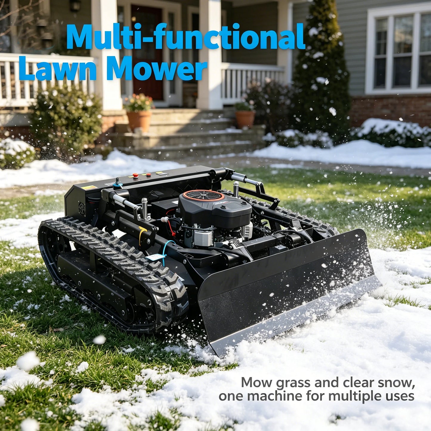 AT900 25HP 900mm Remote Control Crawler Lawn Mower, 45° Climbing RC Mower with 100m Range