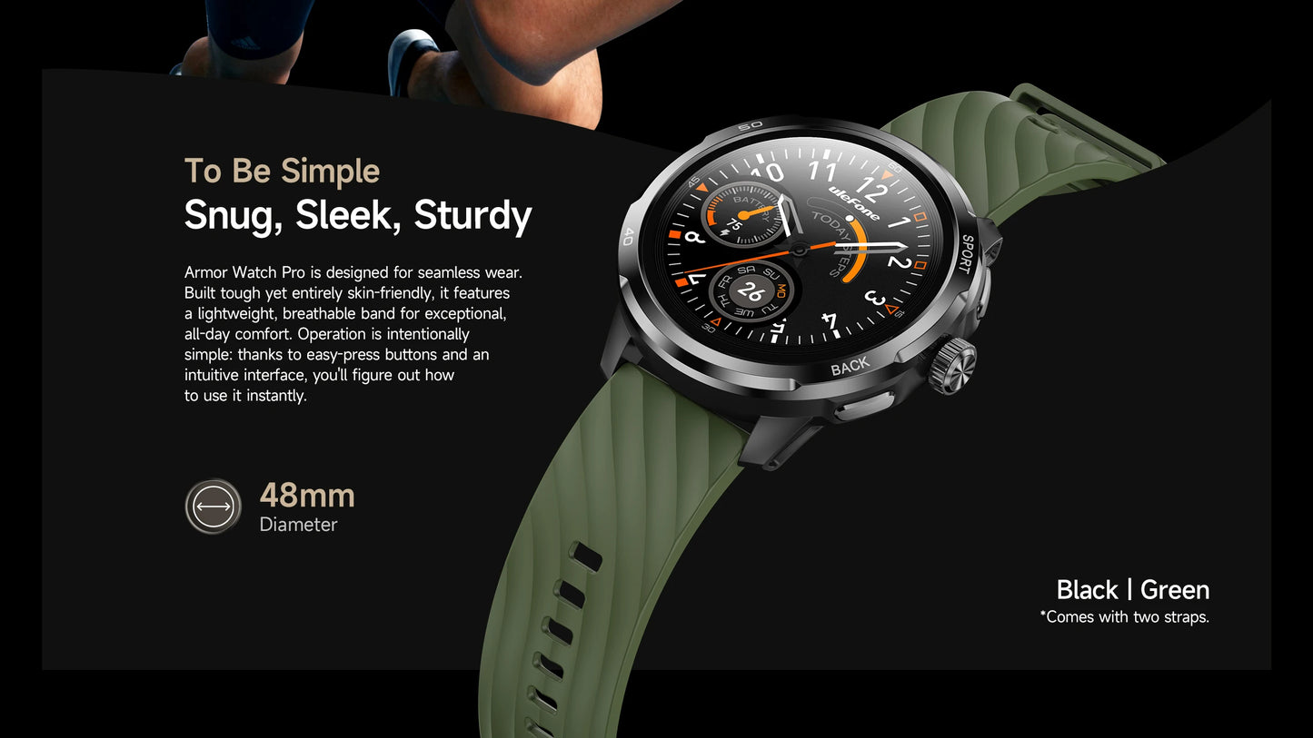 Ulefone Armor Watch Pro 1.5" AMOLED Smartwatch with Built-in GPS, Heart Rate Monitoring, Sports Watch for Men & Women