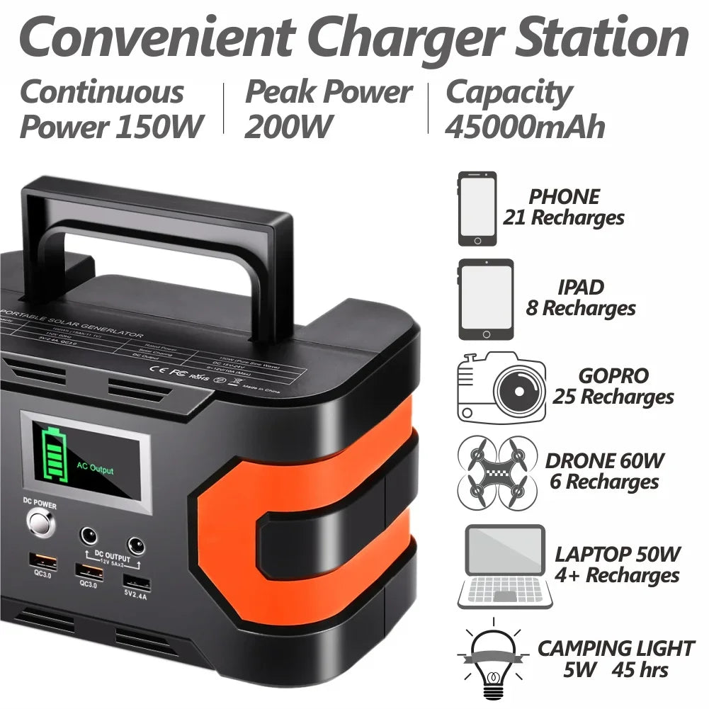 150W 45000mAh EA150 Power Banks Inverter Solar Portable Generators Portable Power Station for Outdoor Camping USA Warehouse