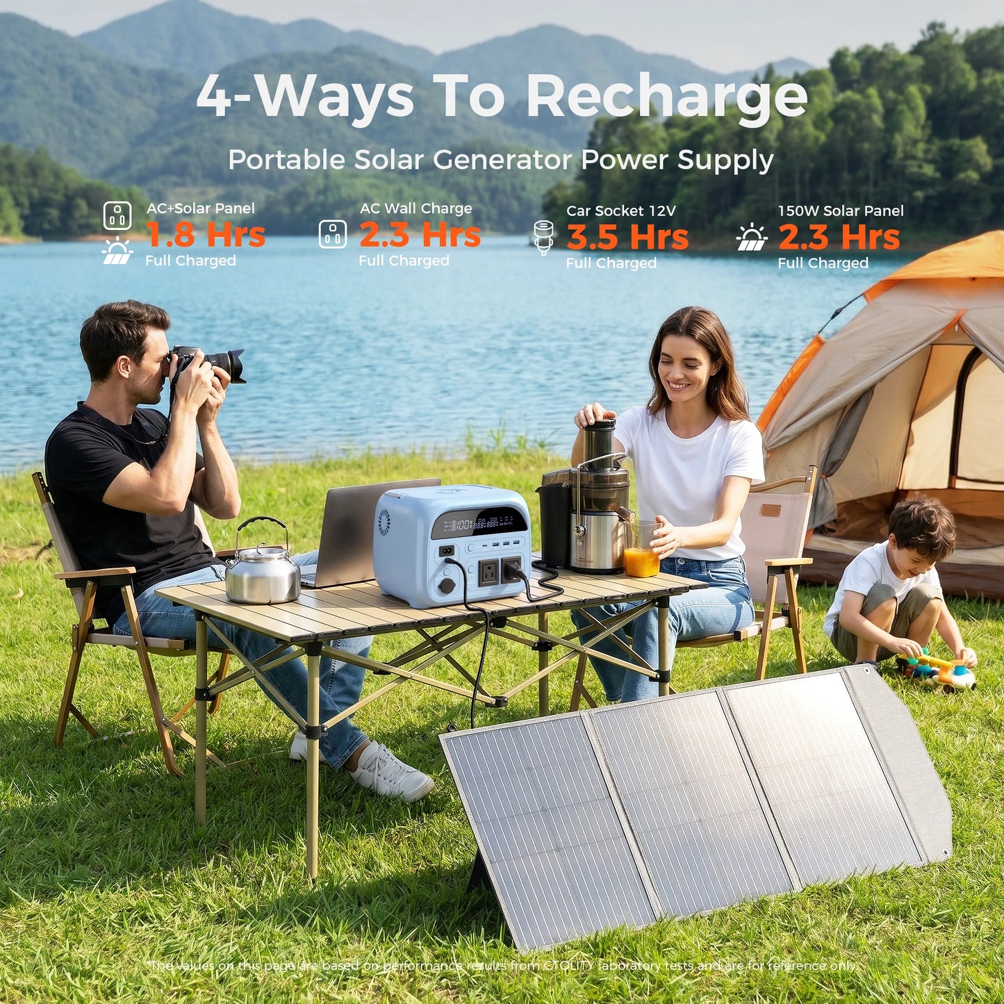 CTOLITY AP400 Portable Power Station 500W 345wh Camping Solar Generator 108000mAh LiFePo4 Battery Backup Generator UPS Home RV