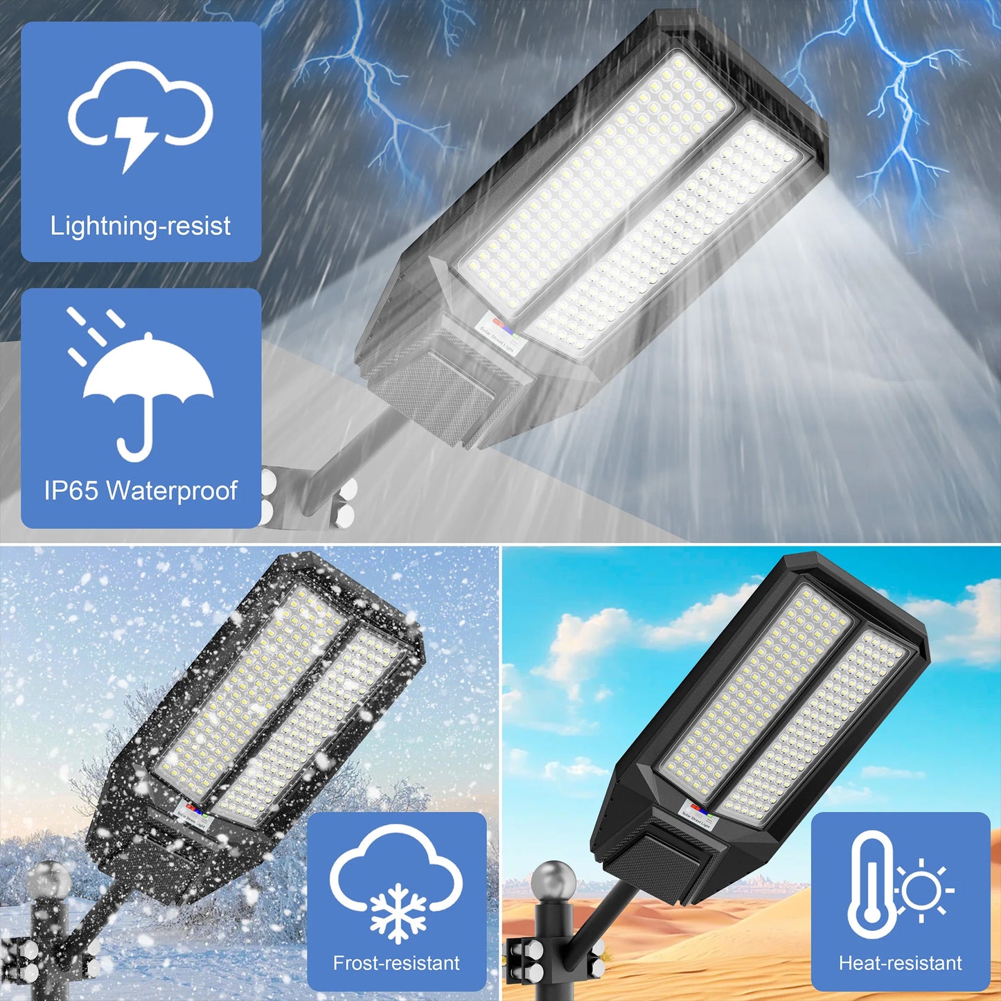 2-Pack 9000W Large Super Bright Solar Street Light, IP65 Waterproof LED Flood Light, Dusk-to-Dawn Auto Control, Motion Sensor &