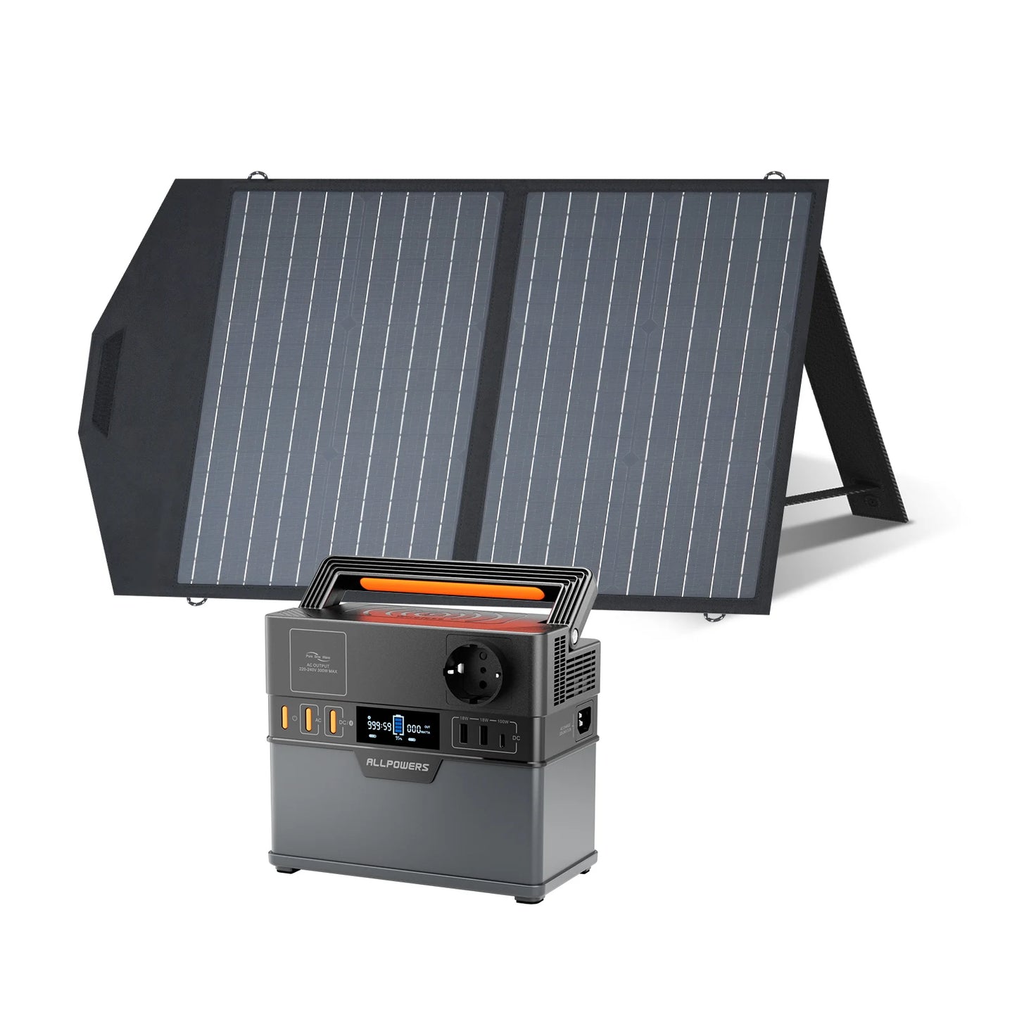 ALLPOWERS S300 PLUS 300W Portable Solar Power station & 60W / 100W Foldable Solar panel for outage Emergency Camping Fishing RV