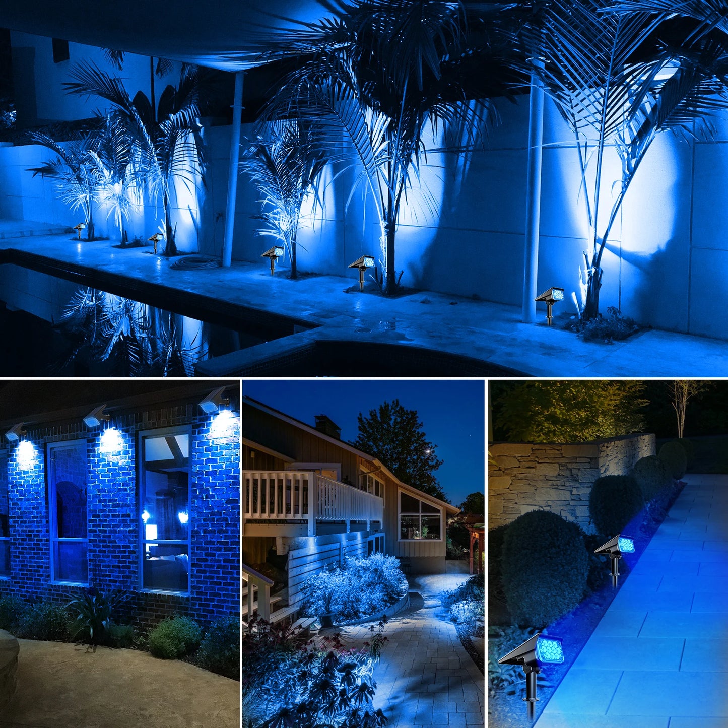 Solar LED Light Outdoor IP65 Waterproof Blue Light Solar Power Light Lawn Light For Garden Decor Solar Wall Light Outdoor