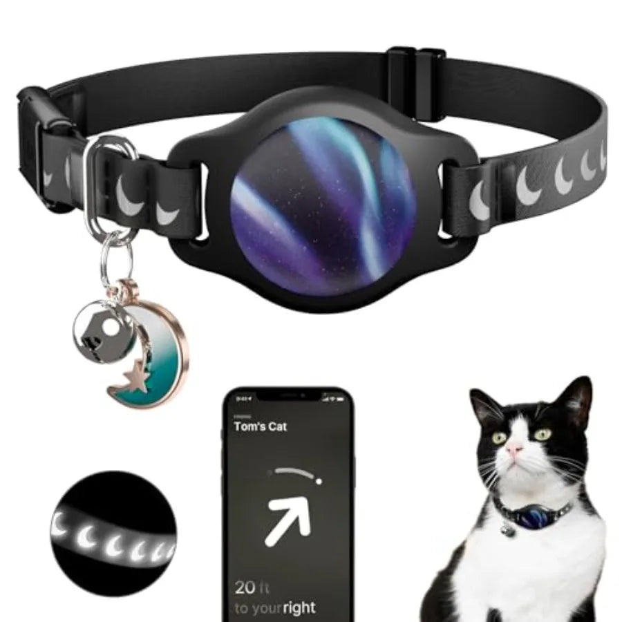 Cat Tracker Collar Waterproof Airtag Cat Collar with Finder Tag iOS ONLY Not for Android Devices,Compatible with Apple Find My,